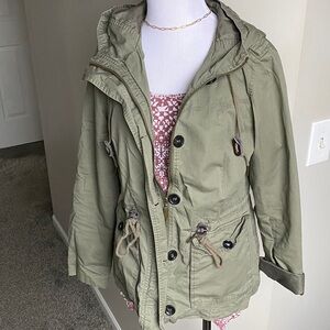 COFFEESHOP RED Utility Hooded Jacket ~ Green ~ NICE! Santa Fe NY